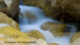  Presentation with stones - Presentation theme enhanced with small-waterfall-on-mountain-brook background and a yellow colored foreground