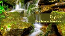  Presentation with waterfall - Colorful theme enhanced with small waterfall on mountain brook backdrop and a tawny brown colored foreground