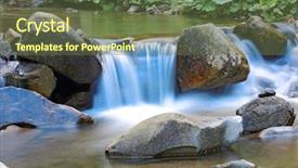  Presentation with mountain stream - Slides featuring small waterfall on mountain stream background and a tawny brown colored foreground