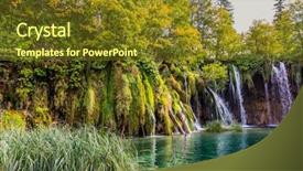  Presentation with magic - Amazing slide deck having small waterfalls falls in azure backdrop and a tawny brown colored foreground