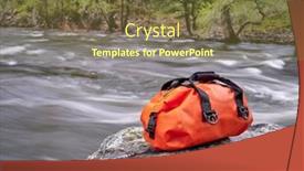  Presentation with rocky shore - PPT theme with small-waterproof-duffel background and a tawny brown colored foreground