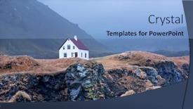  Presentation with gloomy - Audience pleasing theme consisting of small-white-building-located backdrop and a light blue colored foreground