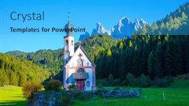  Presentation with powerful - Amazing PPT theme having small-white-church backdrop and a cyan colored foreground