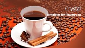  Presentation with coffee cup - Cool new PPT theme with small-white-coffee-cup backdrop and a tawny brown colored foreground