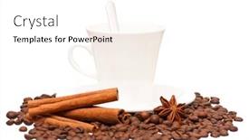  Presentation with coffee beans - Amazing presentation theme having small-white-coffee-cup backdrop and a white colored foreground