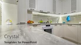  Presentation with kitchen furniture - Amazing slide deck having small-white-cozy-and-comfy backdrop and a light gray colored foreground