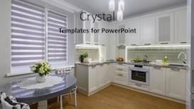  Presentation with kitchen furniture - PPT theme consisting of small-white-cozy-and-comfy background and a light gray colored foreground