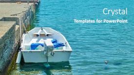  Presentation with boat - PPT layouts having small-white-small-oar-boat background and a teal colored foreground