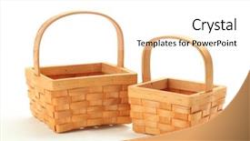  Presentation with wicker - Cool new theme with small wicker basket isolated on white background backdrop and a white colored foreground