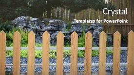  Presentation with green - PPT layouts having small-wooden-fence-near-green background and a tawny brown colored foreground