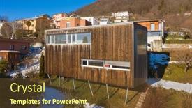  Presentation with minimal - Colorful slide set enhanced with small-wooden-house-minimal-located backdrop and a tawny brown colored foreground