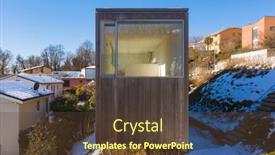  Presentation with minimal - Slide deck having small-wooden-house-minimal-located background and a tawny brown colored foreground