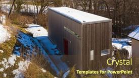  Presentation with minimal - Colorful presentation theme enhanced with small-wooden-house-minimal-located backdrop and a tawny brown colored foreground