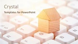  Presentation with white house - Cool new PPT layouts with small-wooden-house-on-white backdrop and a cream colored foreground