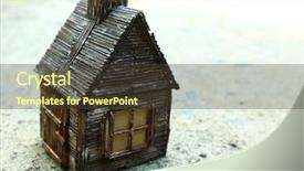  Presentation with outdoors - Cool new slide set with small wooden house outdoors backdrop and a tawny brown colored foreground