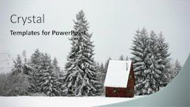  Presentation with hut - Presentation design having small-wooden-hut-in-winter background and a white colored foreground
