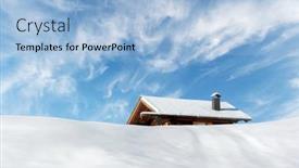  Presentation with log cabin - Presentation theme enhanced with small-wooden-log-cabin background and a light blue colored foreground