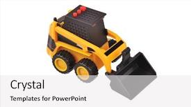  Presentation with abstract yellow gold and white - PPT layouts with small yellow toy tractor isloated background and a white colored foreground