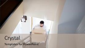  Presentation with upstairs - PPT theme having smaller boxes going upstairs background and a  colored foreground