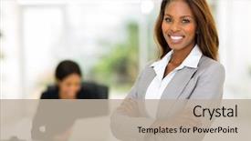 Presentation with smart - Slide set featuring smart african business woman background and a mint green colored foreground