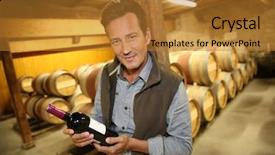  Presentation with bottle red wine - PPT layouts with smart arriculture - handsome winegrower holding bottle background and a gold colored foreground