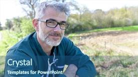  Presentation with agricultural - PPT theme having smart arriculture - portrait of farmer standing background and a ocean colored foreground