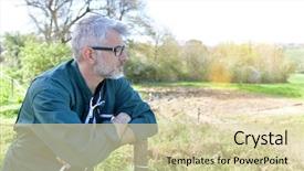  Presentation with agricultural - Presentation theme having smart arriculture - portrait of farmer standing background and a  colored foreground