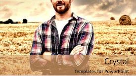  Presentation with seeds farmer - Amazing slide set having smart arriculture - portrait of farmer standing backdrop and a coral colored foreground