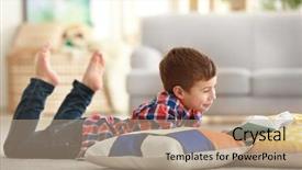  Presentation with reading - Beautiful presentation design featuring smart art - little boy reading book backdrop and a coral colored foreground