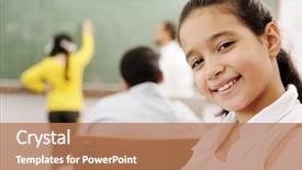  Presentation with smiling little girl - Colorful slide set enhanced with smart board - adorable girl smiling in school backdrop and a coral colored foreground