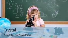  Presentation with school children - Colorful PPT layouts enhanced with smart board - children little girl at school backdrop and a light blue colored foreground
