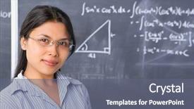  Presentation with female college student uti - Theme featuring smart board - female student pose in front background and a gray colored foreground