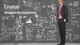  Presentation with young business man - PPT theme consisting of smart board - full length picture background and a gray colored foreground