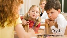  Presentation with diverse group of children - Colorful presentation theme enhanced with smart board - photo of group of children backdrop and a coral colored foreground