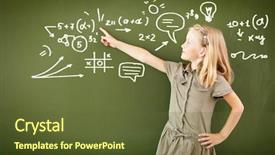  Presentation with class - Presentation theme consisting of smart board - scoolgirl standing in class near background and a tawny brown colored foreground