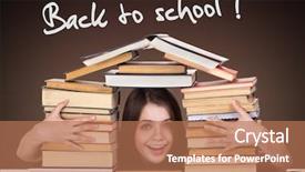  Presentation with school board - PPT theme having smart board - teen girl with lot background and a coral colored foreground