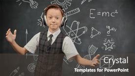  Presentation with educational - Slide deck enhanced with smart-boy-in-a-school background and a tawny brown colored foreground