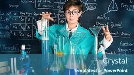  Presentation with laboratory chemical - Cool new slides with smart-boy-scientist-making-chemical backdrop and a ocean colored foreground