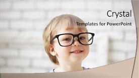  Presentation with smart retail - Amazing slide deck having smart boy with glasses backdrop and a light gray colored foreground