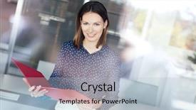  Presentation with holding hands old young - PPT theme featuring smart business - portrait of confident young businesswoman background and a light blue colored foreground