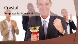  Presentation with business competition - Presentation theme featuring smart business team winning a competition background and a soft green colored foreground