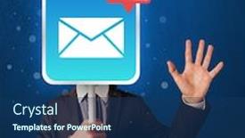  Presentation with mail - Audience pleasing slide set consisting of smart businessman holding square sign with mail icon backdrop and a ocean colored foreground