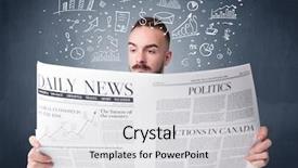  Presentation with business plan - Theme having smart businessman reading daily newspaper background and a light gray colored foreground