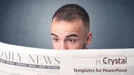  Presentation with smart factory data - Slide set featuring smart businessman reading daily newspaper background and a lemonade colored foreground