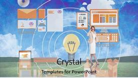  Presentation with country - Audience pleasing presentation theme consisting of smart businesswoman against painted country backdrop and a light blue colored foreground