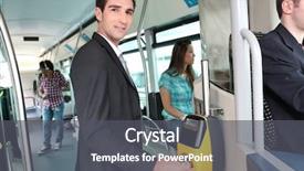  Presentation with smart card - PPT theme featuring smart card - man validating bus ticket background and a dark gray colored foreground