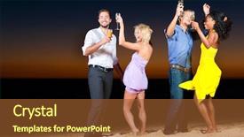  Presentation with beach party - Slide deck having smart casual clothes and dance background and a tawny brown colored foreground