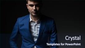  Presentation with music signs dark blue - Cool new presentation with smart casual man in blue backdrop and a  colored foreground
