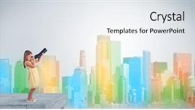  Presentation with smart building - Amazing slides having smart cities free - kid looking through spyglass backdrop and a  colored foreground