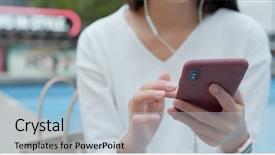  Presentation with smart grid city and wireless - Amazing PPT theme having smart cities free - woman listen to music backdrop and a light blue colored foreground